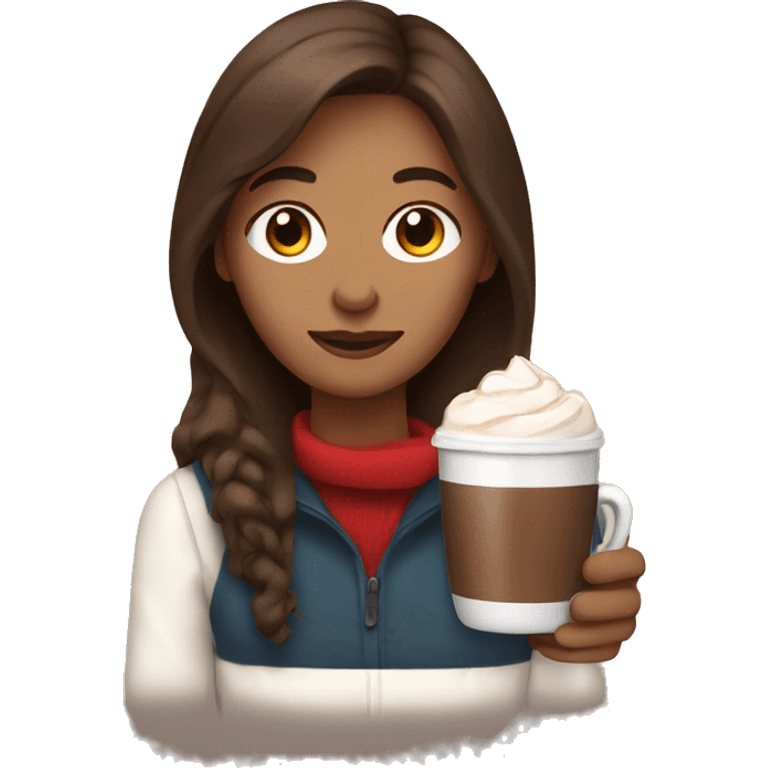 Brown hair woman holding hot chocolate  emoji