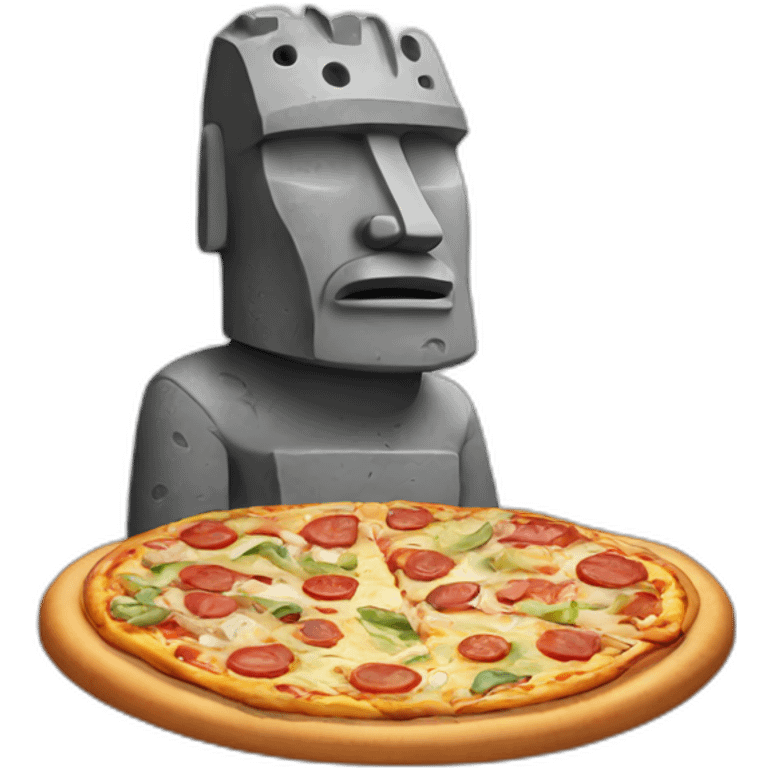 moai statue eating a pizza emoji