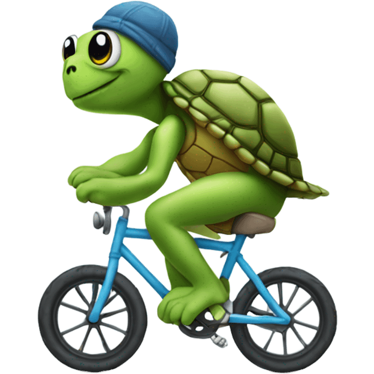 freezing turtle on a bike emoji