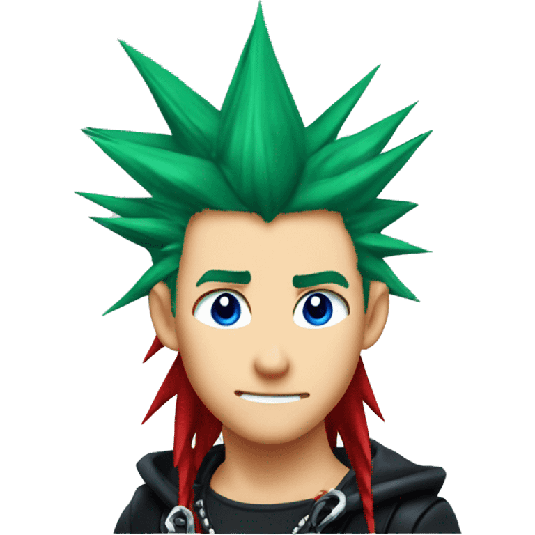 axel kingdom hearts 2 long red spiky hair blue green eyes emoji