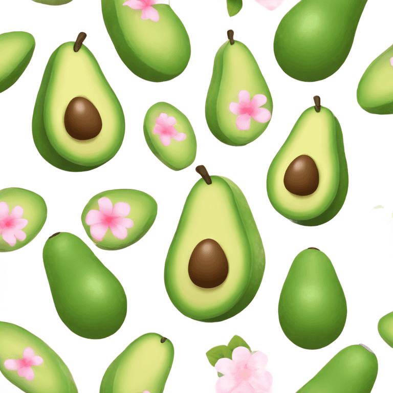 Cute avacado with pale pink flower emoji