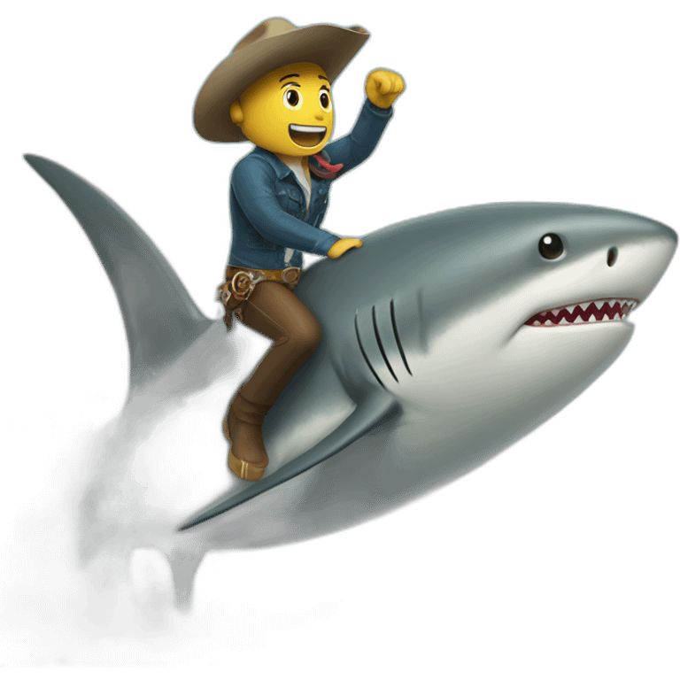 Cowboy shark surfing big wave emoji