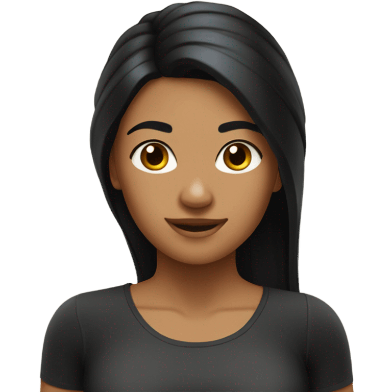 Tan skin long black hair girl pilates  emoji