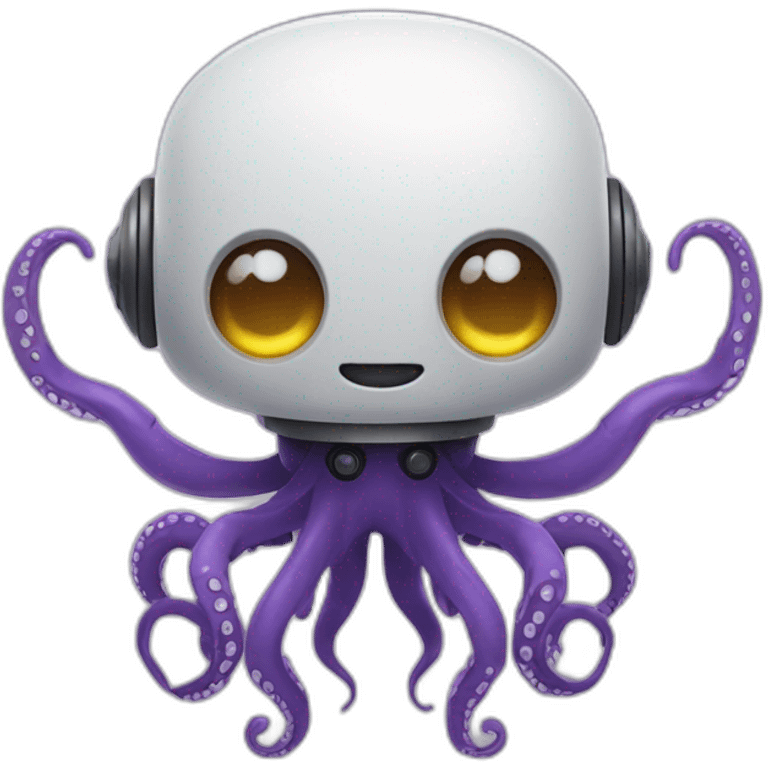 cute robot with octopus horns emoji