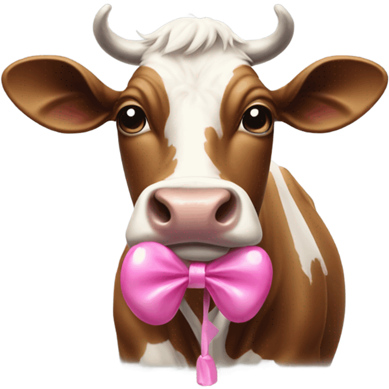 Cow with bow and bubble gum emoji