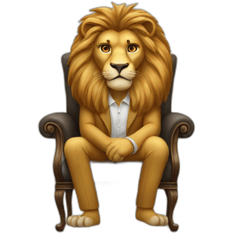 lion-sitting-on-chair-with-suite-with-confidence emoji