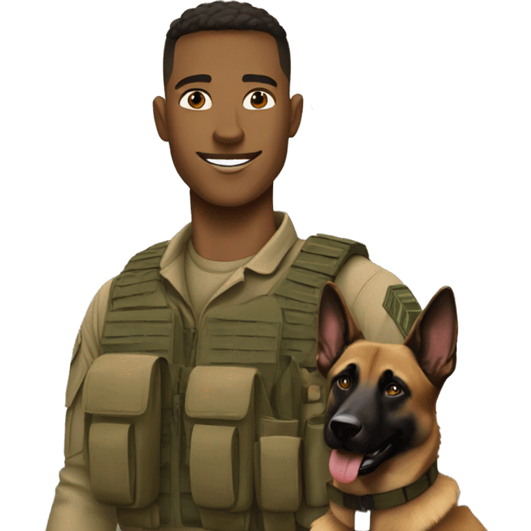 IDF soldier with his Belgian malinois army dog emoji