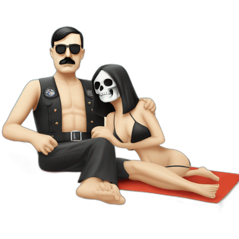 Adolf Hitler on holiday with the grim reaper sunny beach emoji