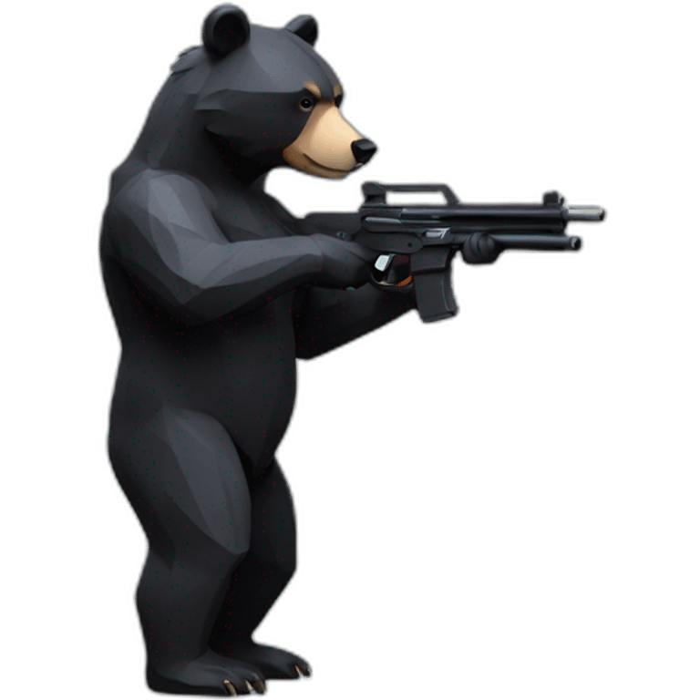 stand Lowpoly black bear with refuling gun emoji