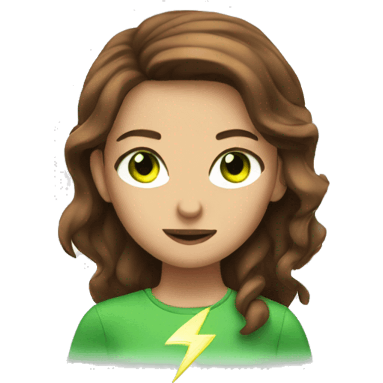 lightning girl with brown hair and green eyes  emoji