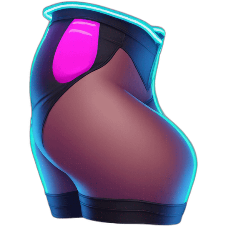 Juicy booty neon sign style emoji