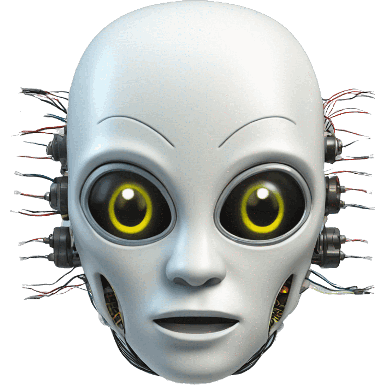 Alien robot head with wires and circuits emoji