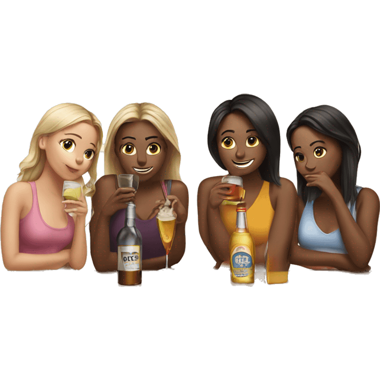 Four girlfriends are drinking alcohol emoji