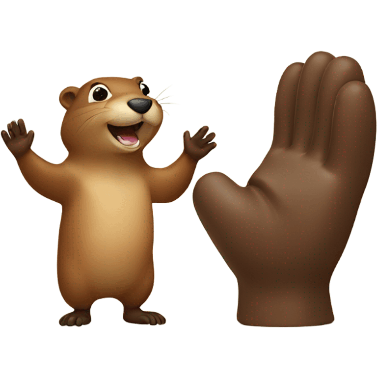 Beaver doing high five emoji