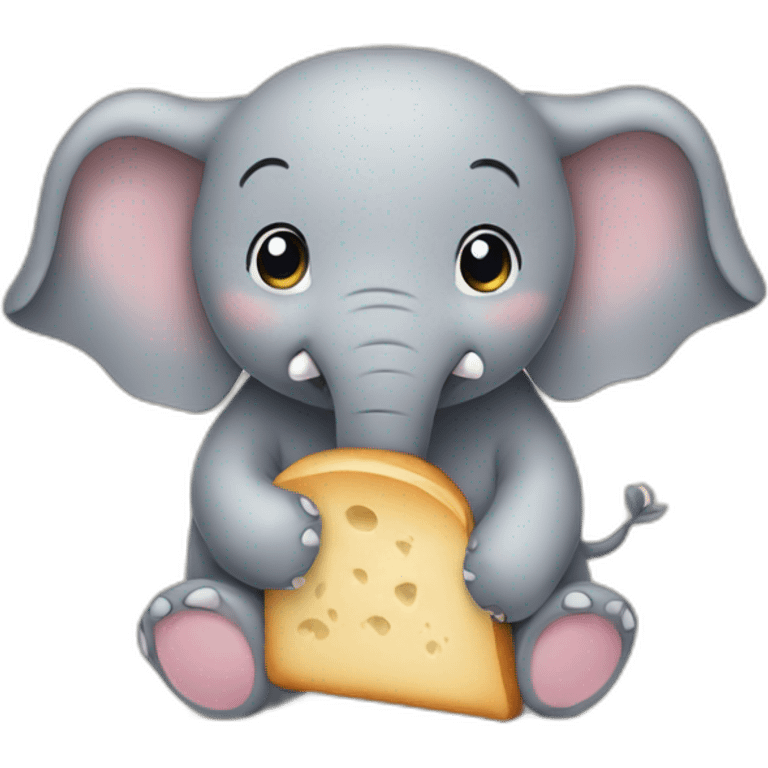 Cute elephant eating bread emoji