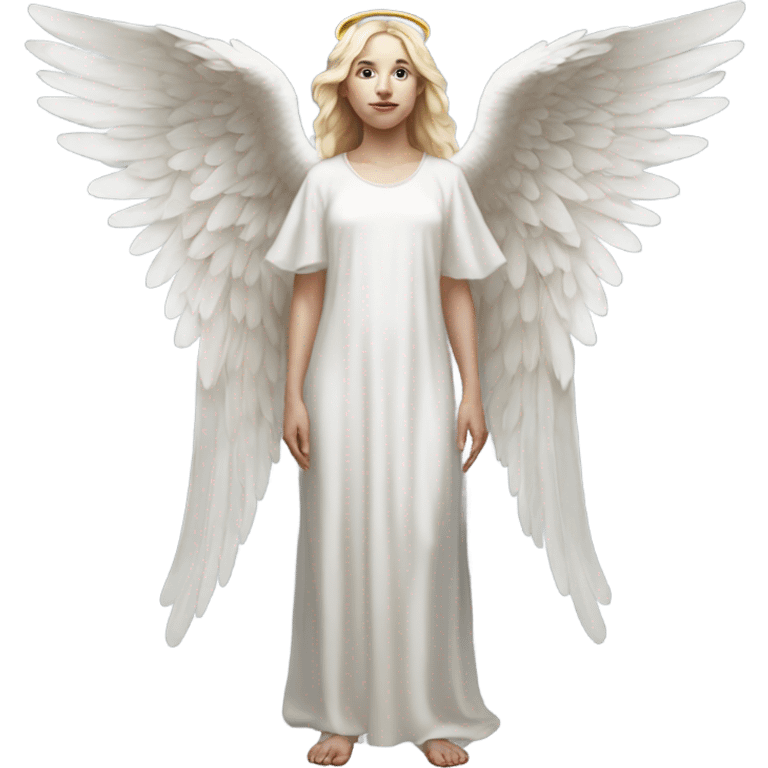 Hyper Realistic pale angel full body with halo emoji