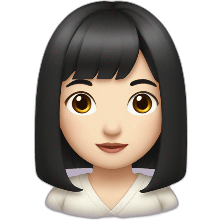 Japanese girl with black hair and bang emoji