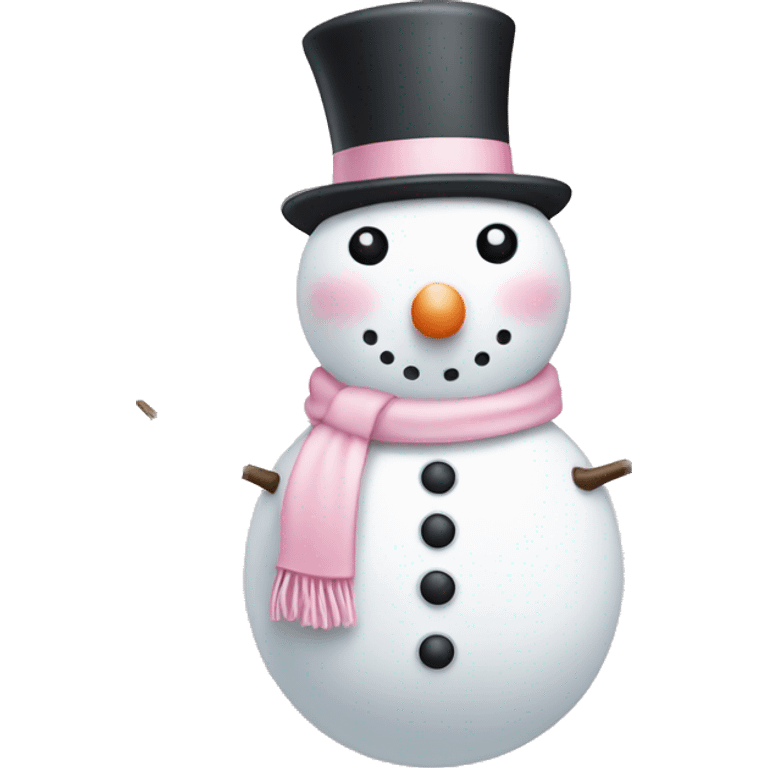 Cute white and light pink snowman emoji