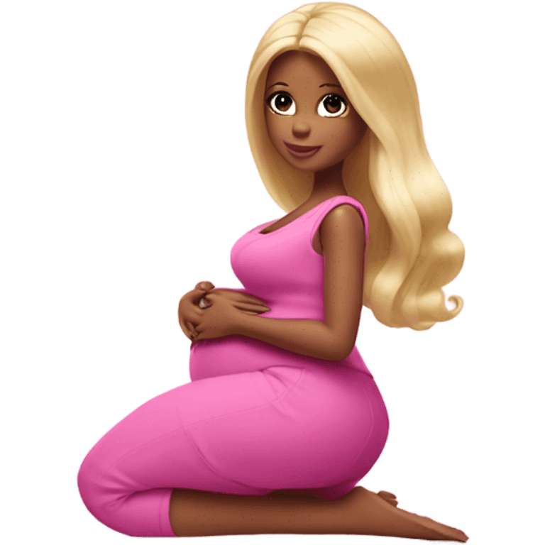 Pregnant Barbie kneeling emoji