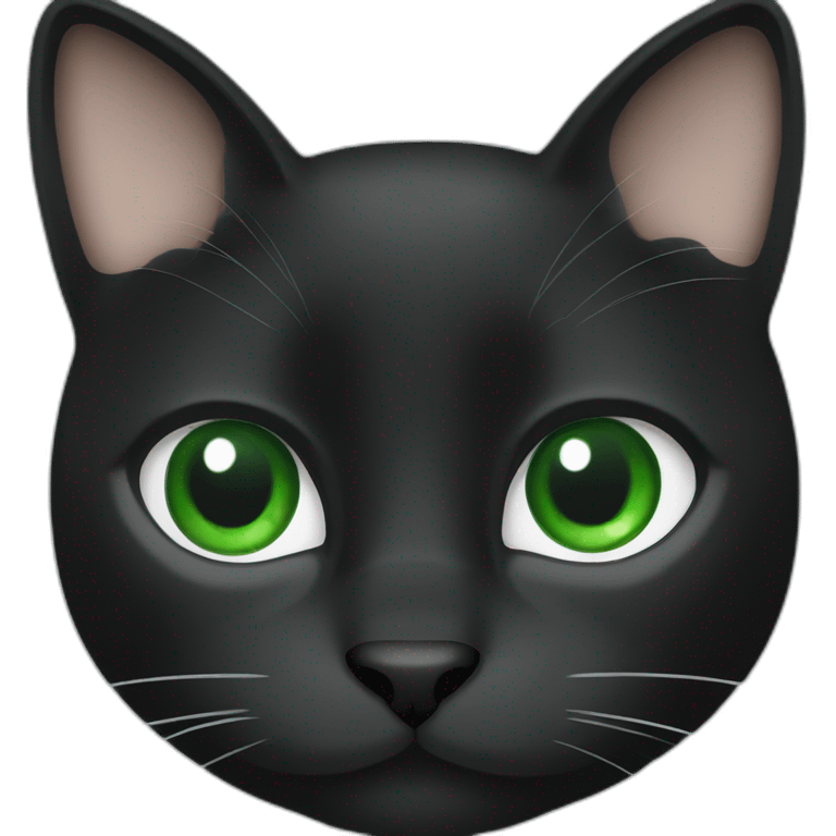 Black cat with white muzzle green eyes emoji