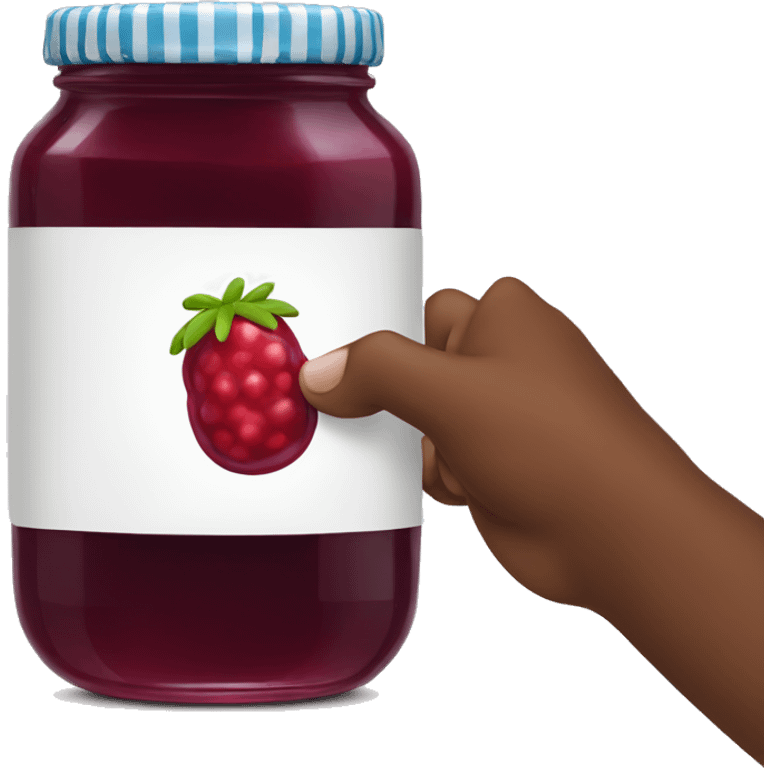 Jar of jam with hand grabbing the jelly  emoji