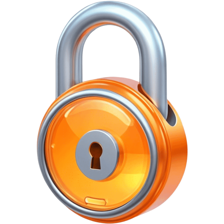 Holographic and glassmorphic light orange lock emoji