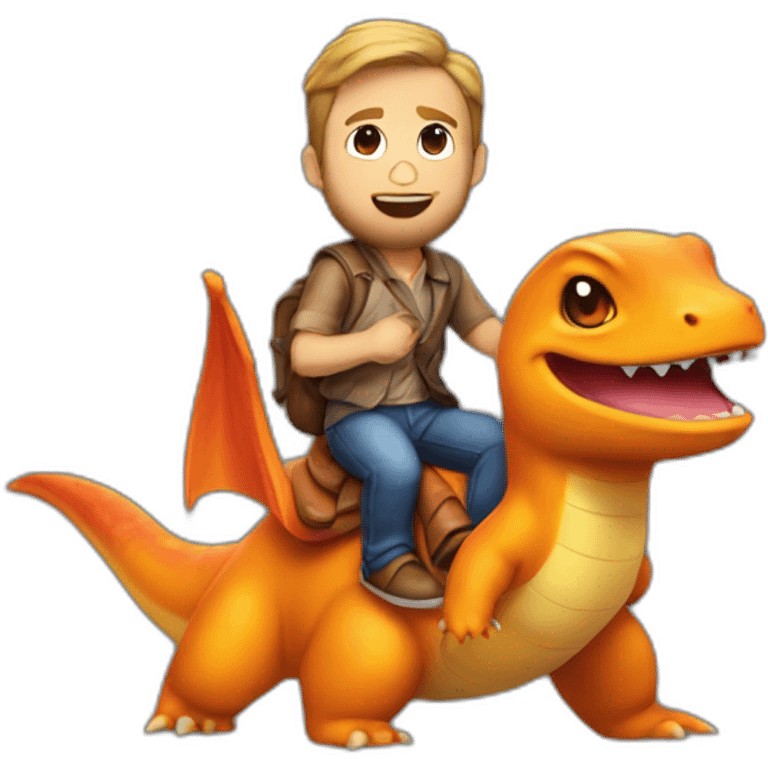 Ryan gosling riding a charmander emoji