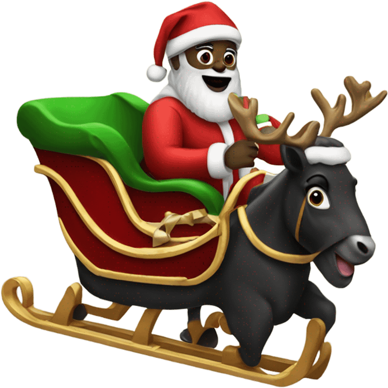 Black Santa on a sleigh  emoji