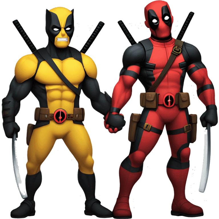 Deadpool and Wolverine holding hands emoji