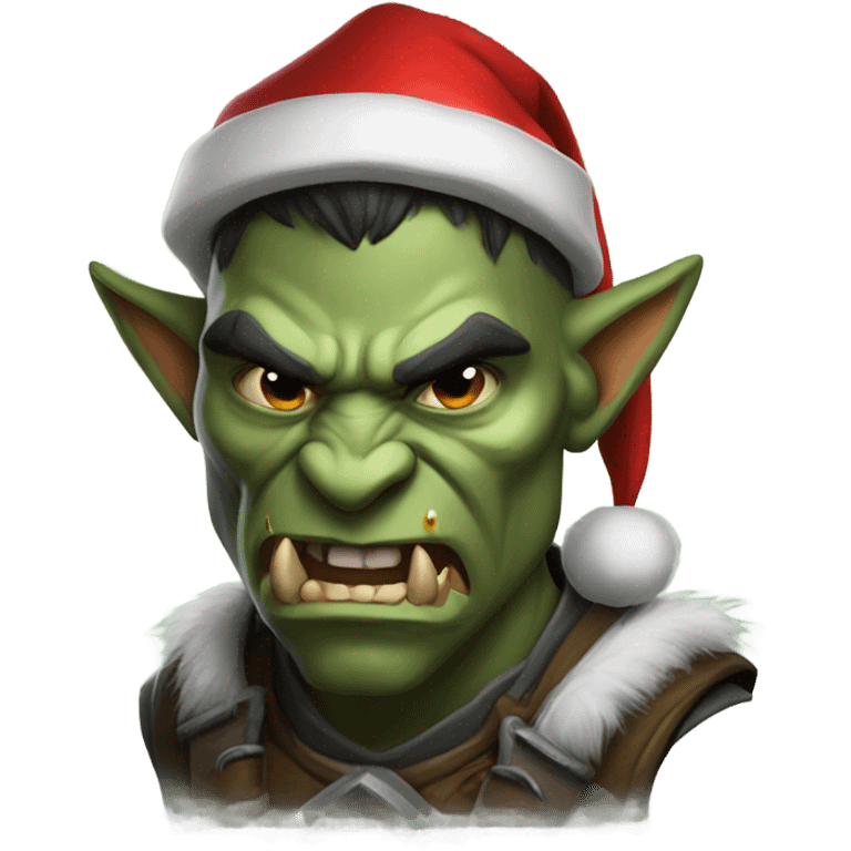 Fierce Orc ranger wearing santa hat emoji