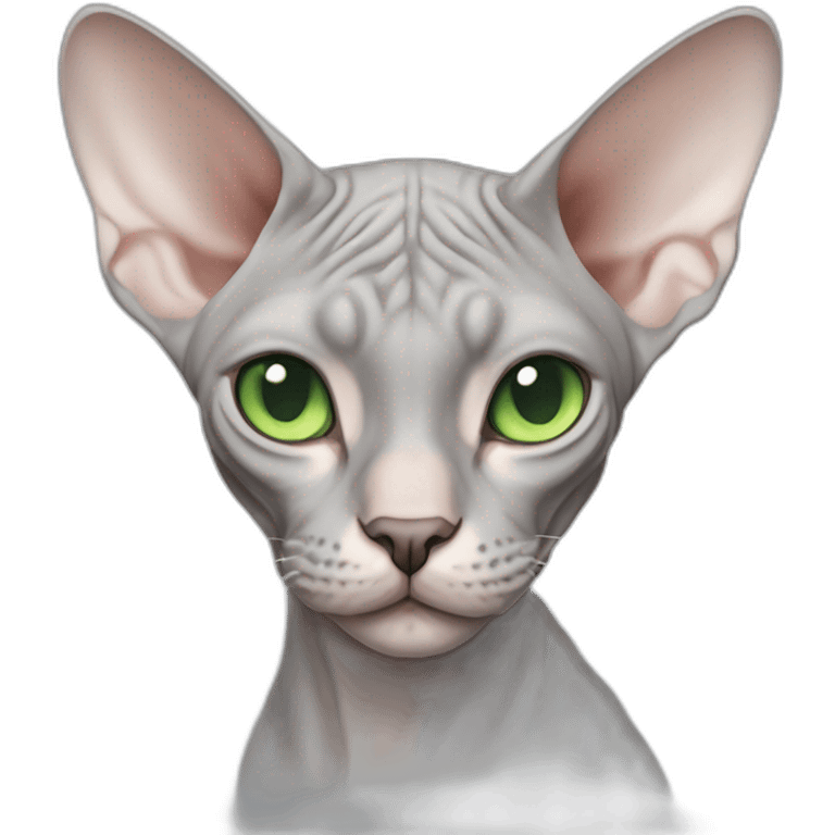 Light gray sphynx cat with green eyes  emoji