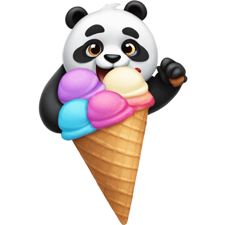 Panda eating ice cream emoji