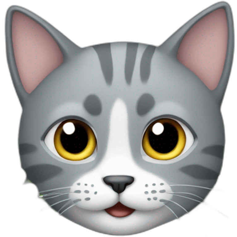 Cartoon Grey cat playing in the garden emoji