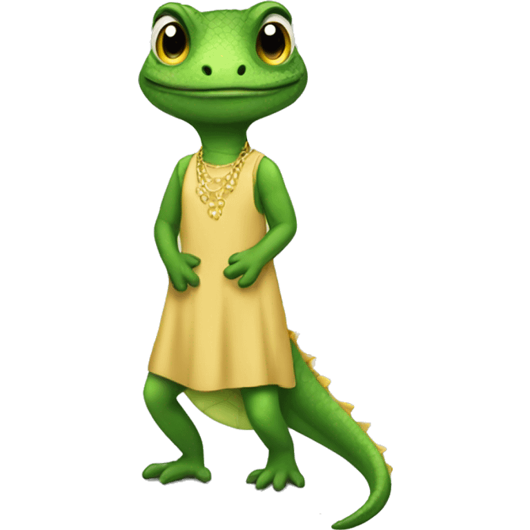 Lizard wearing dress emoji