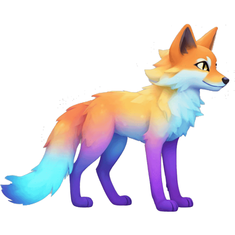 Colorful gradient-Sparkle-fox-wolf-cat-nebula-fursona full body emoji