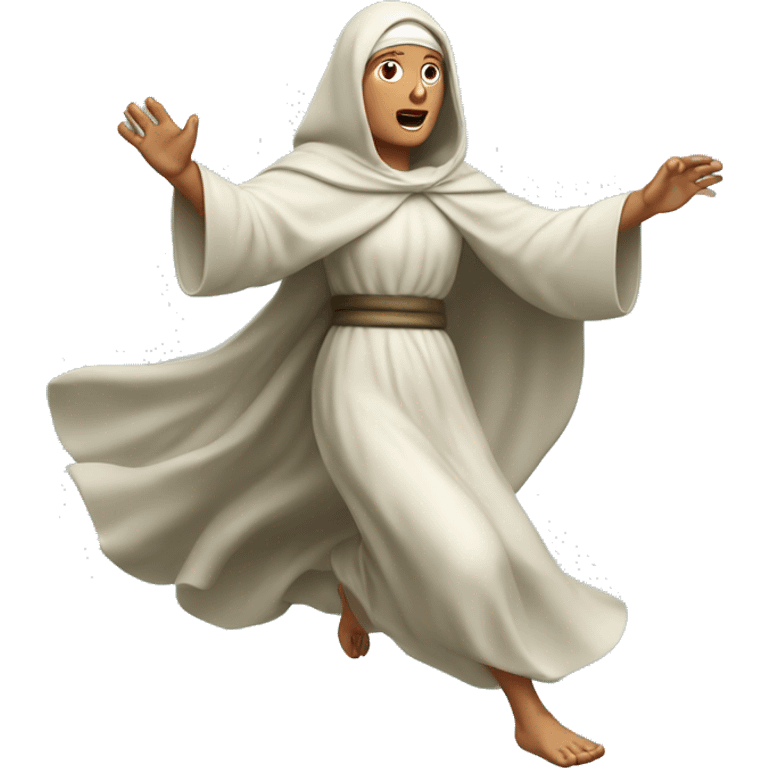 saint brigid running, with a large stride and arms outstretched emoji