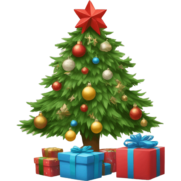 Christmas tree with ornaments and gifts  emoji