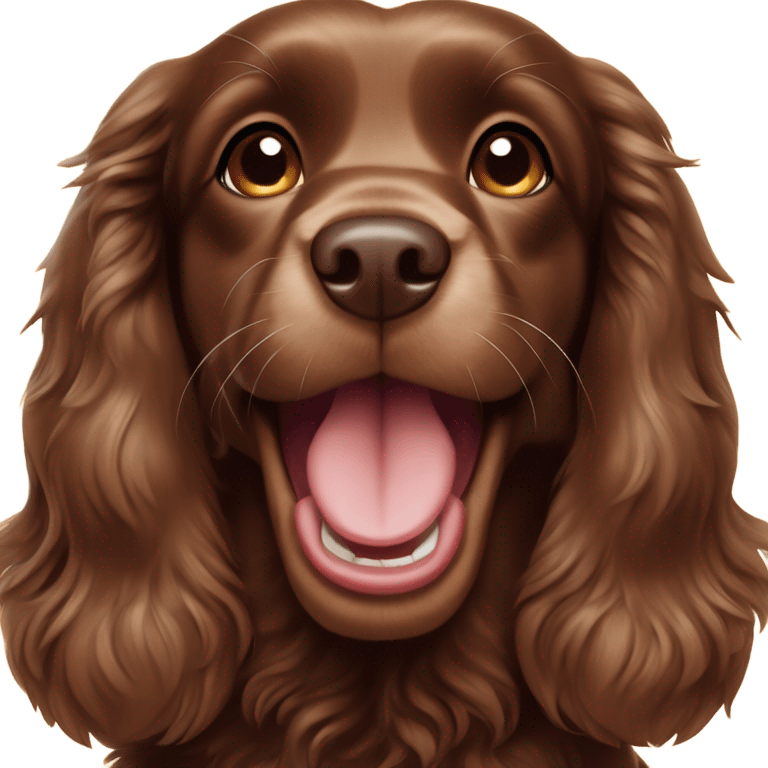 Chocolate brown cocker spaniel laughing emoji