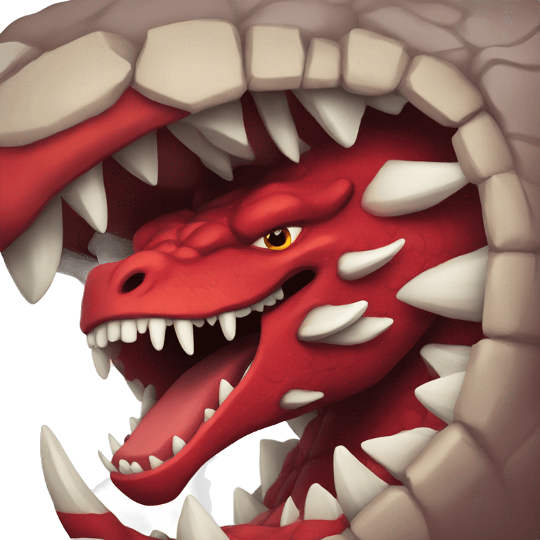 view of a red dragon’s mouth emoji