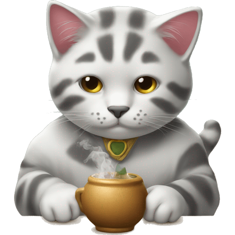 un gatito tomando mate argentino emoji