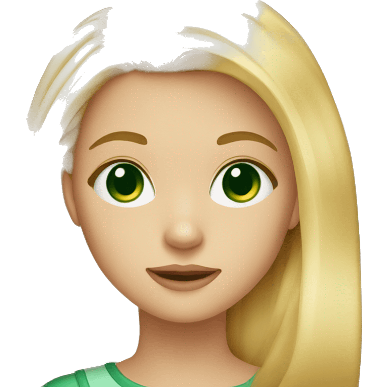 12 year old girl with blonde hair and dark green eyes emoji