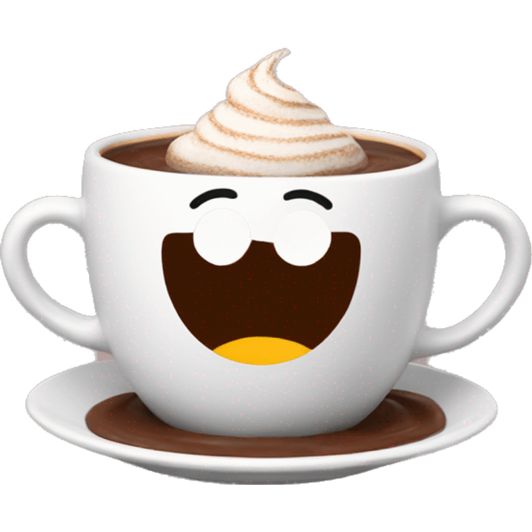 emoji smiling with a hot-chocolate  emoji