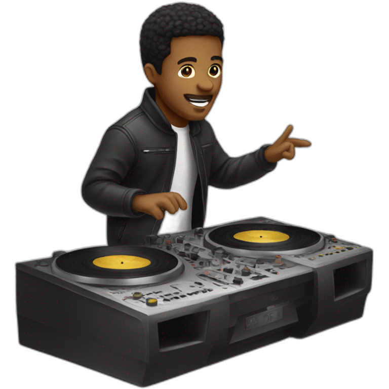 music producer riding a record emoji