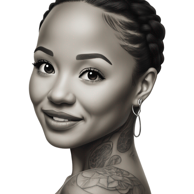 3d Hyper Realistic tattoo Karrueche Tran photo  emoji