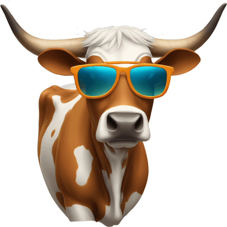 Longhorn cow wearing cool sunglasses  emoji