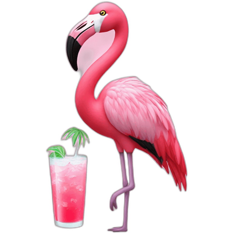 flamingo with a drink emoji