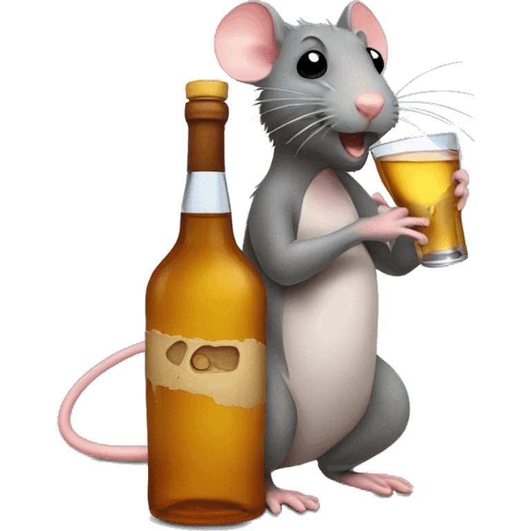 rat kissing a liquor bottle emoji