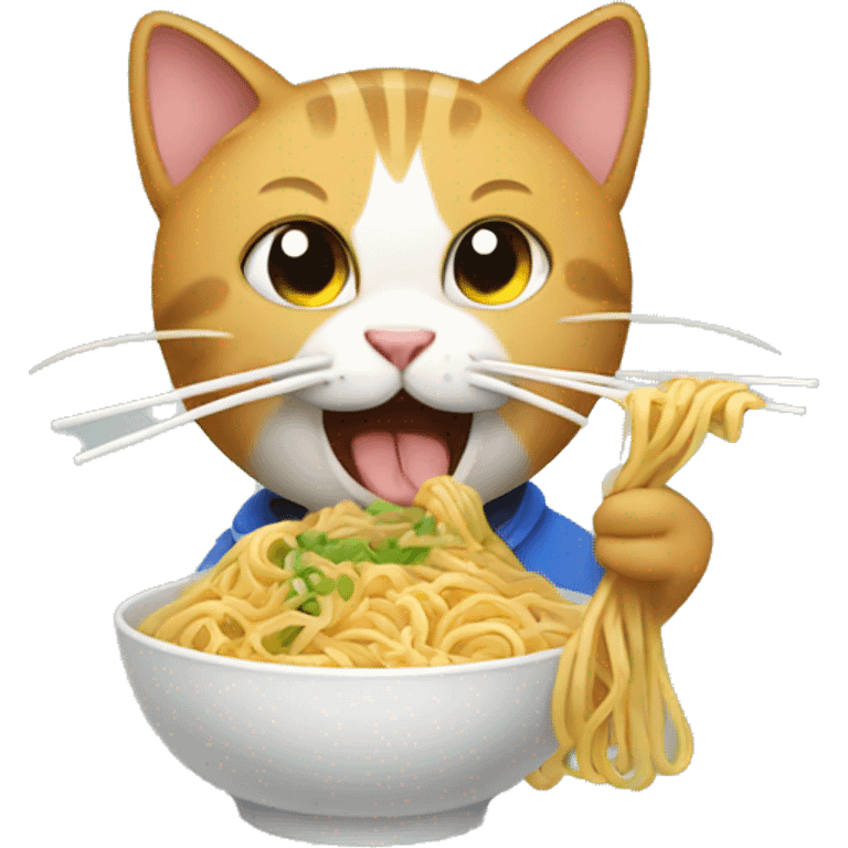 Cat eating noodles emoji