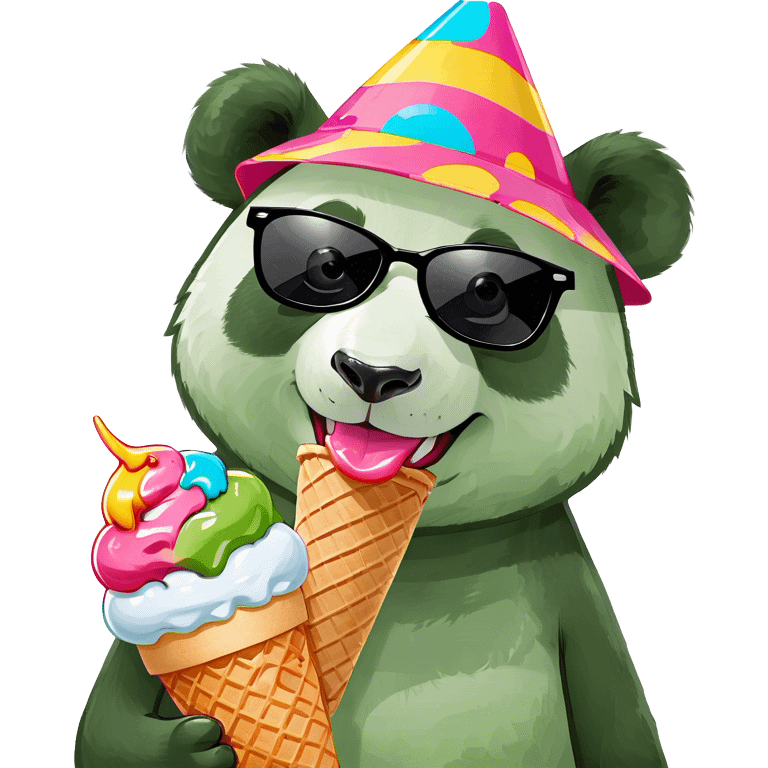 Panda eating ice cream emoji