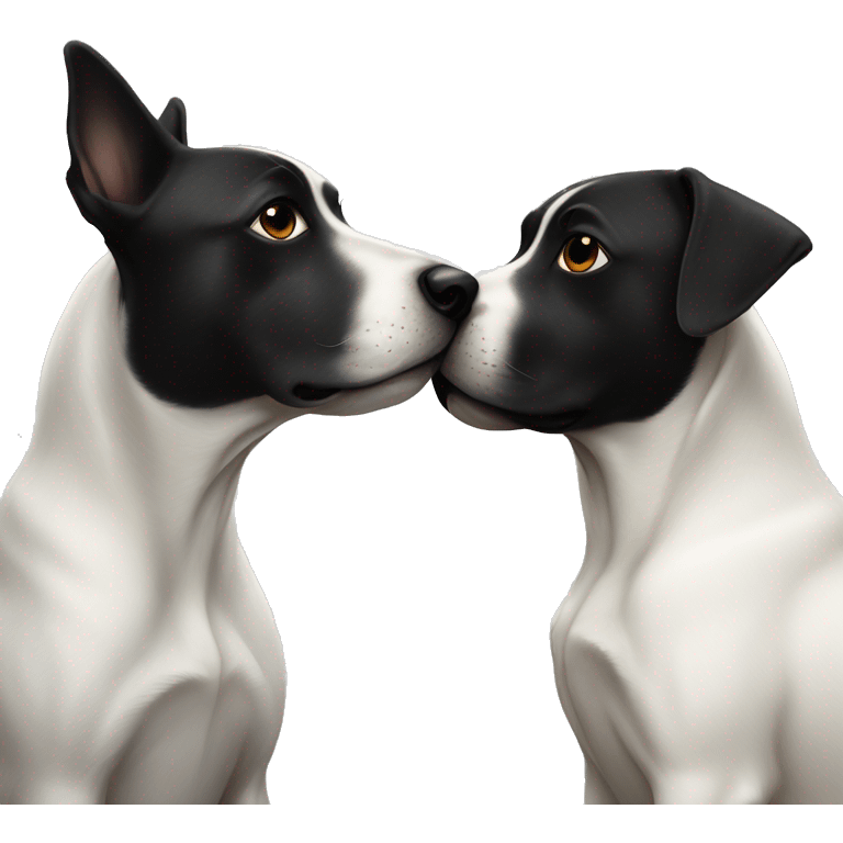 White dog and black dog kissing emoji